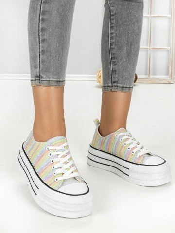 Tenisi dama multicolori din material textil Efalia