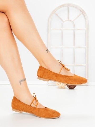 Balerini dama maro deschis din material textil Inorela - Img 3