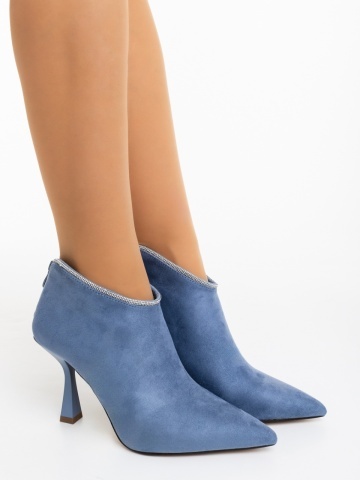 Botine dama albastre din material textil Marida - Img 6