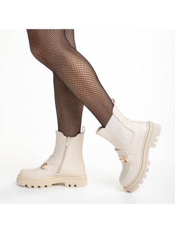 Botine dama bej din piele ecologica Patrisha