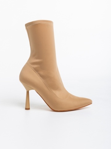 Botine dama bej inchis din material textil Valeda - Img 4