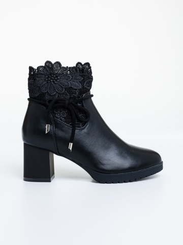 Botine dama cu toc negre din piele ecologica Rajani - Img 4