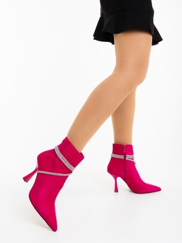 Botine dama fucsia din material textil Lunima