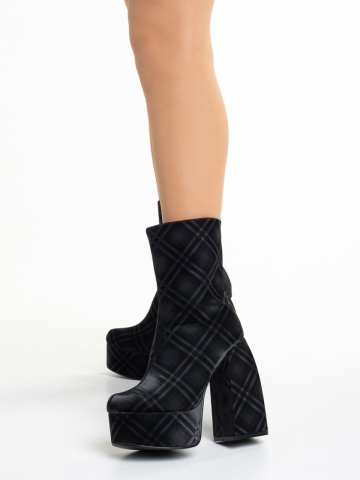 Botine dama negre din material textil cu toc Bluma - Img 6