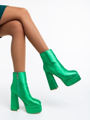 Botine dama verzi din material textil Zosime
