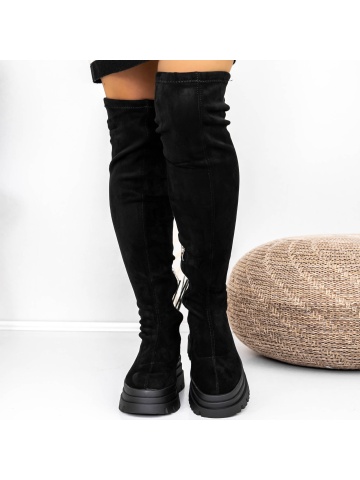 Cizme dama negre din material textil Arayla - Img 3