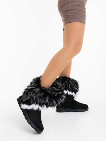 Cizme dama negre din material textil Vestigia