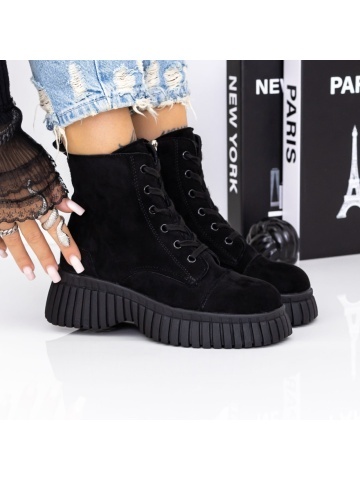 Ghete dama cu platforma negre din material textil Nerida
