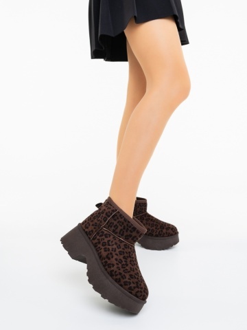 Ghete dama leopard din material textil Divisha - Img 6