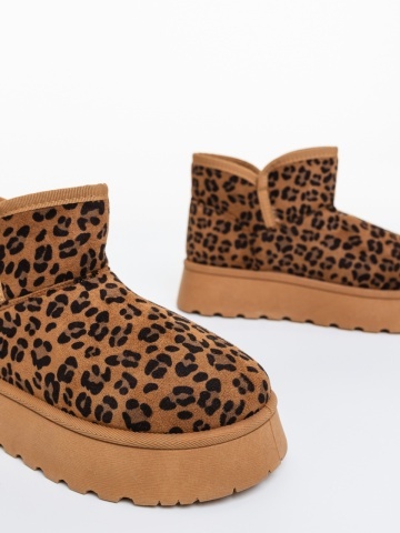 Ghete dama leopard din material textil Ekisha - Img 5
