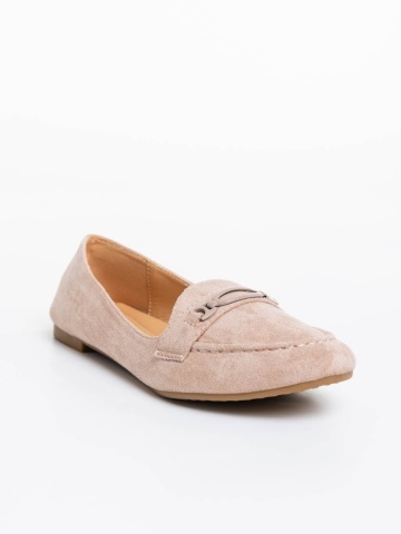 Mocasini dama bej din material textil Ritanya