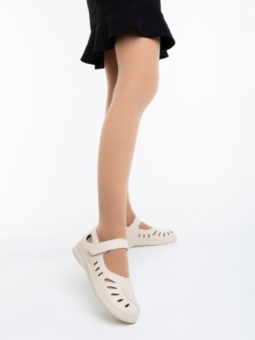 Pantofi casual dama bej din piele ecologica Celara - Img 2