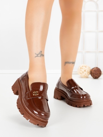 Pantofi casual dama maro deschis din piele ecologica Monira