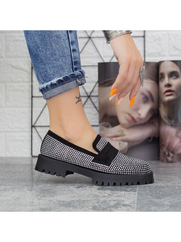 Pantofi casual dama negri din material textil Ebzren - Img 3