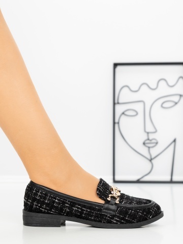 Pantofi casual dama negri din material textil Elaelyn - Img 5