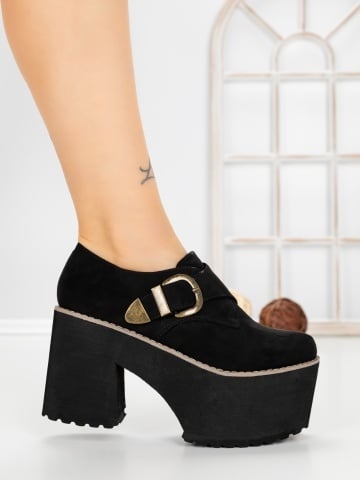 Pantofi casual dama negri din material textil Melvona - Img 5