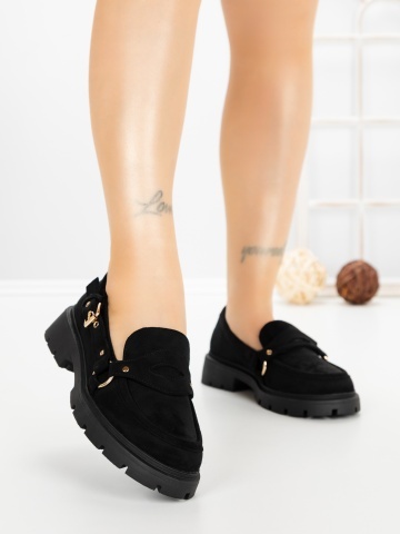 Pantofi casual dama negri din material textil Norevia