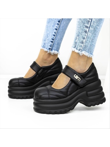 Pantofi casual dama negri din piele ecologica Avidia