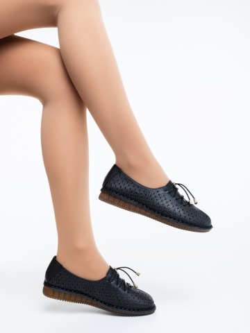 Pantofi casual dama negri din piele ecologica Linaria