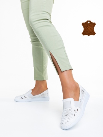 Pantofi dama albi din piele naturala Robertina