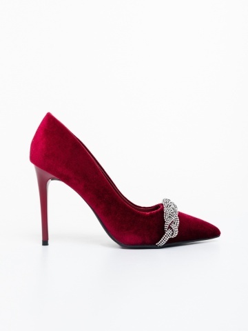 Pantofi dama cu toc grena din material textil Floriana - Img 4