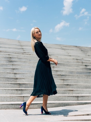 Pantofi dama Marco albastri din piele intoarsa Cecelia - Img 2