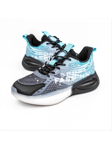 Pantofi sport barbati negri cu albastru material textil Ariadi