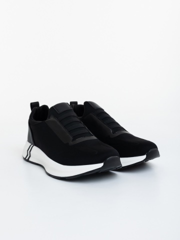 Pantofi sport barbati negri din piele ecologica si material textil Jozette - Img 2