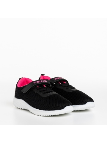 Pantofi sport copii negri cu roz din material textil Amie