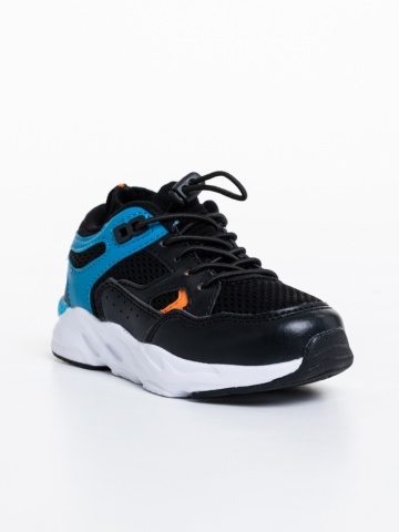 Pantofi sport copii negri din piele ecologica Kaori