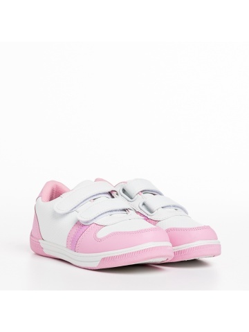 Pantofi sport copii roz cu alb din piele ecologica Buddy