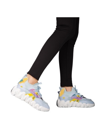 Pantofi sport dama albastri din piele ecologica si material textil Gingero
