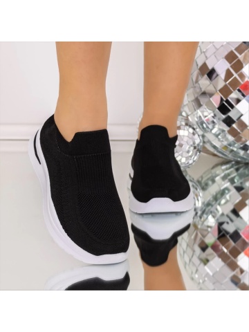 Pantofi sport dama albi cu negru din material textil Soniq