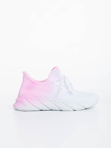 Pantofi sport dama albi cu roz din material textil Lienna - Img 4