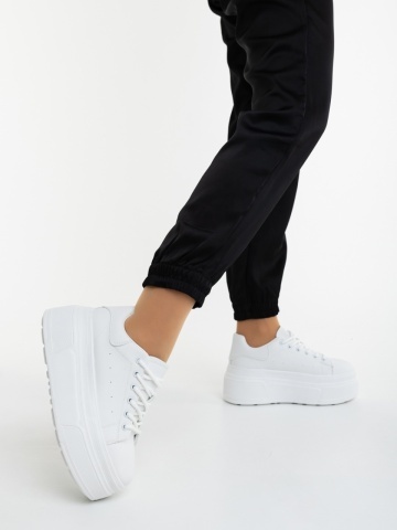Pantofi sport dama albi din piele ecologica Medona
