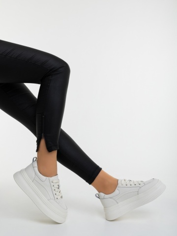 Pantofi sport dama albi din piele naturala Fayla