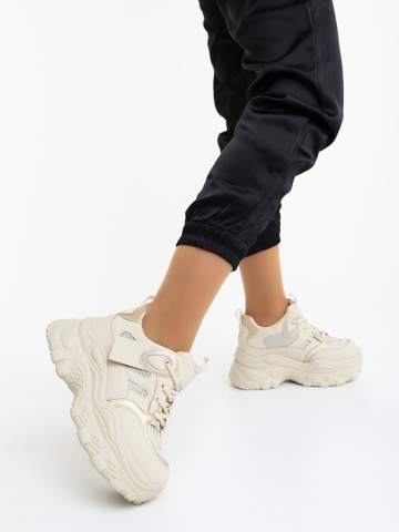 Pantofi sport dama bej din piele ecologica Gazia