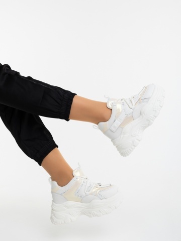 Pantofi sport dama bej din piele ecologica si material textil Anfora