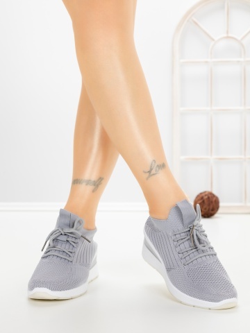 Pantofi sport dama gri din material textil Rosavia - Img 2