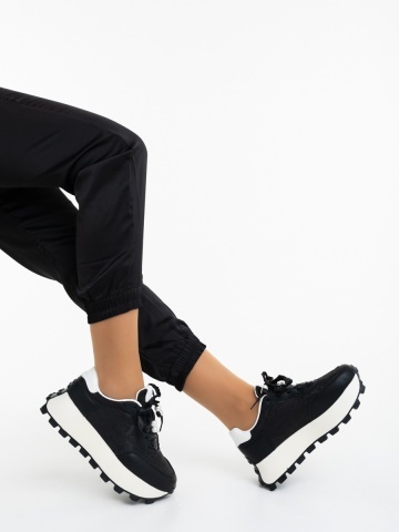 Pantofi sport dama negri din piele ecologica Cadira