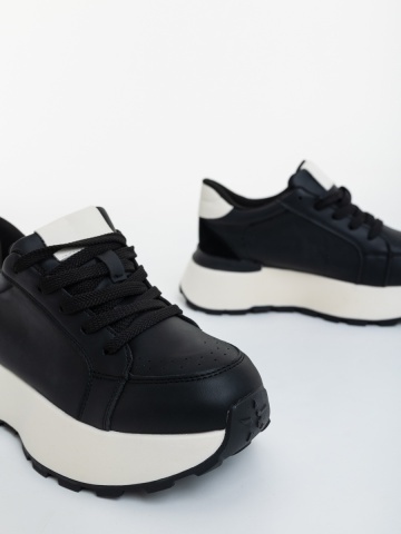 Pantofi sport dama negri din piele ecologica Calova - Img 5