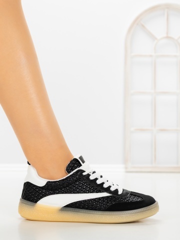 Pantofi sport dama negri din piele ecologica Efirra - Img 5