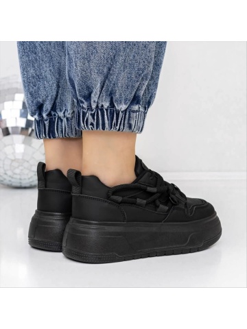 Pantofi sport dama negri din piele ecologica Sebora - Img 2