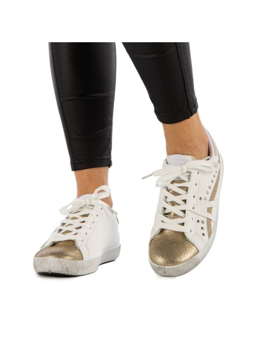 Pantofi sport dama Seran albi cu auriu