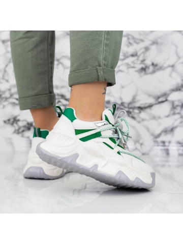 Pantofi sport dama verzi din material textil si piele ecologica Dolina - Img 2