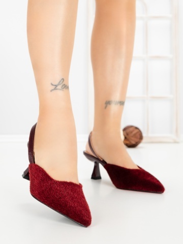 Pantofi stiletto visinii din material textil Nyrelia