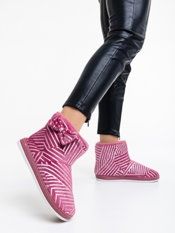 Papuci dama roz din material textil Shanika - Img 2