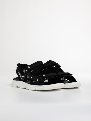 Sandale copii negre cu alb din material textil Piero