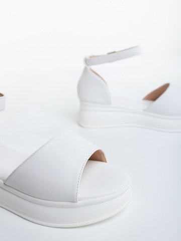 Sandale dama cu platforma albe din piele ecologica Tenuria - Img 5