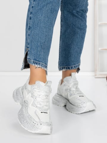 Sneakers dama albi din material textil Esavina